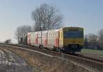 Am 03.01.2009 ist ein modernisierter VT2E auf dem Weg nach Bad Homburg und wird gleich Wilhelmsdorf erreichen und damit den hchsten Punkt der Taunusbahn 