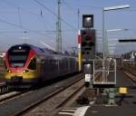 Ein FLIRT (ET 429) der Hessichen Landesbahn und ein KS Signal(Hp0) in Bad Vilbel Bhf am 13.01.13