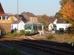 Am 10.10 kam 648 158 von der Hessischen Landesbahn vermietet an Vectus als RB90 nach Au(Sieg) in Altenkirchen eingefahren.