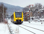   Der VT 507 ein Alstom Coradia LINT 41 der neuen Generation (95 80 1648 107-8 D-HEB / 95 80 1648 607-7 D-HEB) der HLB (Hessische Landesbahn GmbH) fährt am 15.01.2017, als RB 96  Hellertalbahn 