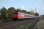 145 CL 015 HGK am Nachmittag des 25.10.2009 mit einem Sonderzug am Haken kurz vor berquerung des Mittellandkanals bei Peine