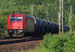 Der Abendsonne entgegen in Richtung Hannover fuhr am 20.07.2010 185 632-7 mit Kesselwagenzug.