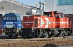 MaK DE 1002 der HGK und Vossloh G 2000 BB der Rurtalbahn in Brhl-Vochem - 18.02.2013 