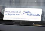 Mit solchen Aufklebern kennzeichnet der Meridian die vielen Ersatzzüge, mit denen derzeit der Verkehr im Rosenheimer E-Netz mehr oder minder am Laufen gehalten wird, als seine ,,Zugfahrten''