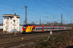 Gießen Hbf, 440 264 der Hessischen Landesbahn, verlässts den Hauptbahnhof gen Süden. 14.3.26