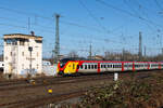 Gießen Hbf, 440 763 der Hessischen Landesbahn, verlässts den Hauptbahnhof gen Süden. 14.3.26