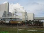 41304 der Laubag steht mit einem Braunkohle Bunkerzug am Veag Kraftwerk Spremberg-Schwarze Pumpe abgestellt.