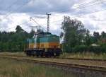 110-09 von Vattenfall/LAUBAG befuhr am Nachmittag des 20.06.11 die zum Freizeitpark Teichland angrenzenden Bahnanlagen der Grubenbahn in Richung Verladeanlage.