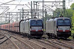 drei mal MRCE Vectron X4E-607 mit X4E-608 und X4E-602 in Hamburg-Harburg 14.6.2017