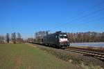 MRCE/Dispolok Siemens ES64 U2-036 (182 536-3-) mit leeren Autotransportwagen am 16.02.19 bei Bruchköbel (Main Kinzig Kreis)