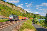 193 614 MRCE/boxxpress mit einem Containerzug bei Gambach Richtung Gemünden, 01.08.2019