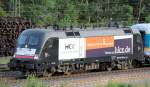  MRCE ES 64 U2 - 030 // vermietet an HKX ( Hamburg - Kln - Express ) musste am 06.07.2012 auf ihrer Schulungs- / Probefahrt einen kurzen Zwischenhalt vor dem rot zeigenden Signal im Bf Tostedt