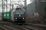 185 545-1 der MRCE ist mit einen containerzug am 28.02.14 durch hh-harburg gefahren