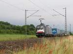 182 597 (ES 64 U2-097) mit Lkw-Walter KLV-Zug in Fahrtrichtung Norden.