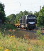 Nach Erfolgreicher Ablichtung der 272 407-8 in Richtung Norden, kam diese etwas später mit Schwellen-Transportwagen wieder zurück in Richtung Süden.