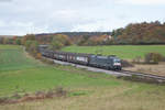 ES64 U2-063 MRCE mit einem Autotransportzug Richtung Regensburg bei Edlhausen, 02.11.2016