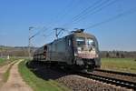 MRCE/Dispolok Siemens Taurus ES 64 U2-014 (182 514) mit Kohlezug am 07.04.18 bei Niederwalluf (rechte Rheinstrecke). Gruß an den Tf