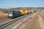 X4-E 670 mit einem KLV-Zug bei Oberhessbach Richtung Ansbach, 23.02.2019  