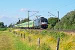 MRCE ES 64 U2-009 (182 509), vermietet an BTE, mit FLX 1807 Hamburg-Altona - Köln Hbf (Hüde, 01.09.19).