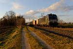 193 870 MRCE mit einem Containerzug bei Postbauer-Heng Richtung Regensburg, 04.03.2020