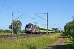 MRCE ES 64 U2-010 (182 510)  BTHVN 2020 , vermietet an IGE, mit FLX 1343 Hamburg Hbf  - Köln Hbf. Das Design der Lok erinnert an den 250. Geburtstag Ludwig van Beethovens. (Hüde, 14.06.2021).