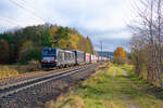 193 879 MRCE mit einem KLV-Zug bei Postbauer-Heng Richtung Nürnberg, 14.11.2021