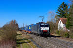 189 281 Ecco/MRCE mit einem LKW-Walter KLV-Zug bei Postbauer-Heng Richtung Regensburg, 28.02.2022