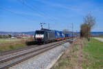 189 281 MRCE/Ecco mit einem LKW-Walter KLV-Zug bei P�lling Richtung N�rnberg, 11.03.2022