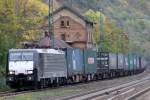 ES 64 F4-285 in Kaub,mit verschmierter Baureihennr. es ist eine von 5 Lokomotiven die mir dort aus Richtung Sden kommend genauso aussehend heute vor die Linse kamen 27.10.2012