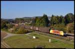 Die an Locon vermietete MRCE-Dispolok 189 206 (ES 64 F4 - 206) fuhr am 16. Oktober 2011 mit ihrem Papierzug durch Retzbach-Zellingen im Maintal.