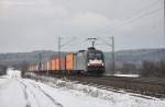 ES 64 U2 - 063 (91 80 6182 563-7 D-DISPO) mit Containerzug am 09.02.2013 bei Plling