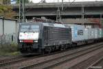 E 189 452 fuhr am 21.10.13 mit einen intermodal durch hh-harburg
