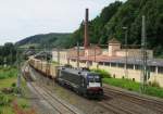 182 598 von MRCE zieht am 28.Juni 2014 den DGS 43850 nach Halle durch Kronach in Richtung Saalfeld.