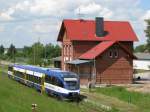 Im Endbahnhof von Rehna ist Tw Talent 0007 der OLA angekommen und macht sich auf den 80 Kilometer langen Rckweg nach Parchim bereit.