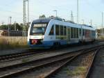 OLA-Triebwagen 701 kam am 14.August 2009 aus Lauterbach Mole in Bergen/Rgen an.
