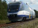 Fr den Stammtriebwagen 701 kam am 18.August 2009 OLA-Triebwagn 0007 zwischen Bergen/Rgen und Lauterbach Mole zum Einsatz.In der Nhe vom Einfahrsignal Bergen/Rgen fotografierte ich den Triebwagen
