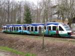 Lint VT 702 der Ostseeland Verkehr GmbH ist im Bahnhof von Gadebusch angekommen, am 10.04.2010