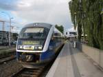 VT 564  Desiro am 04.09.2010 im Bahnhof von Brandenburg HBF  kurz vor der Abfahrt nach Rathenow. Wenn man genauer hinschaut sieht man noch den Regenbogen ber dem Desiro..