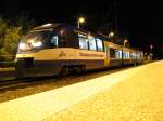 VT Talent 0006  der OLA am spten Abend im Bahnhof von Pritzerbe an der Strecke von Brandenburg HBF nach Rathenow kurz vor der Abfahrt in Richtung Premnitz am 05.09.2010