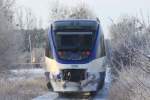 Winterliche Ausfahrt auf Bahnhof Torgelow in Richtung Jatznick - 14.02.2009