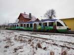 VT 702 der OLA Schwerin im Endbahnhof von Rehna am 05.02.2013.