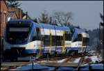 Ostseeland Verkehr GmbH VT 0009 und VT 0008 als OLA nach Btzow bei der Einfahrt in den Bahnhof Torgelow am 14.03.13