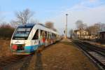 Auf der Linie 43 nach Oschersleben am 10.03.2015 in Dodendorf VT 706 der Ex Ostseeland Verkehr GmbH