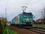 185 006 Rail4Chem durchfhrt mit der  blauen Wand  Dresden Stetzsch am 20.04.13, Gre an den TF