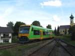 RegioShuttle RS1 VT 24 der Regentalbahn auf der Waldbahn Zwiesel - Grafenau als RB 32485 bei Einfahrt in Frauenau (Bayerischer Wald) - 08.06.2006  