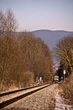 VT 23 und VT 24 als RB von Bayerisch Eisenstein nach Plattling, am 07.02.2011 zwischen Deggendorf Hbf und Pankofen.