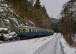 VT 07 + VS 28 bei einer Sonderfahrt von Viechtach nach Gotteszell am 09.12.2012 bei Teisnach.