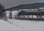 Der VT 08 als RB 32990 nach Cham am 18.01.2013 bei Miltach.