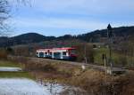 650 565 (VT 65) + 650 563 (VT 63) als RB nach Spicak am 14.03.2013 bei Triefenried.