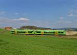 650 653 (VT 18) + 650 662 (VT 27) als RB nach Bayerisch Eisenstein am 25.04.2013 bei Triefenried.